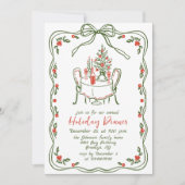 Hand Drawn Whimsical Christmas Holiday Dinner Kaart (Voorkant)