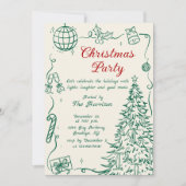 Hand Drawn Whimsical Christmas Holiday Party Kaart (Voorkant)