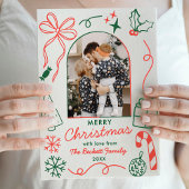 Hand Drawn Whimsical Christmas Photo Arch Feestdagenkaart