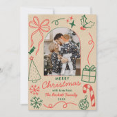 Hand Drawn Whimsical Christmas Photo Arch Kraft Feestdagenkaart (Voorkant)