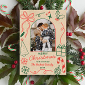 Hand Drawn Whimsical Christmas Photo Arch Kraft Feestdagenkaart