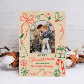 Hand Drawn Whimsical Christmas Photo Arch Kraft Feestdagenkaart