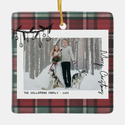 Hand Drawn Whimsical Christmas Photo Keramisch Ornament (Voorkant)