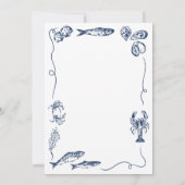 Hand Drawn Whimsical Coastal Navy Blue Wedding Kaart (Achterkant)