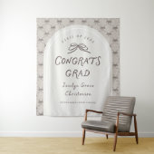 Hand Drawn Whimsical Congrats Grad Party Backdrop Wandkleed (In situ)