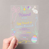 Hand Drawn Whimsical Doodles Easter Party Acryl Uitnodigingen (Insitu (Draagbaar))
