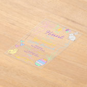 Hand Drawn Whimsical Doodles Easter Party Acryl Uitnodigingen (Laagn)