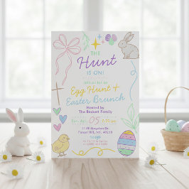 Hand Drawn Whimsical Doodles Easter Party Kaart