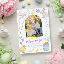 Hand Drawn Whimsical Easter Photo Arch Feestdagenkaart