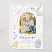 Hand Drawn Whimsical Easter Photo Arch Feestdagenkaart (Voorkant)