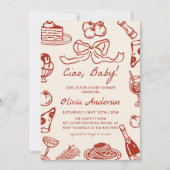 Hand Drawn Whimsical Italian Pizza Baby Shower Kaart (Voorkant)