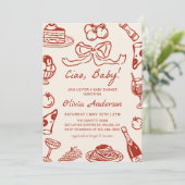 Hand Drawn Whimsical Italian Pizza Baby Shower Kaart (Staand voorkant)