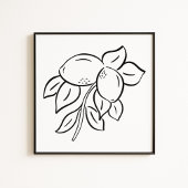 Hand-Drawn Whimsical Lemon Branch Art Poster