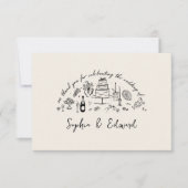 Hand-drawn whimsical line art wedding style bedankkaart (Voorkant)