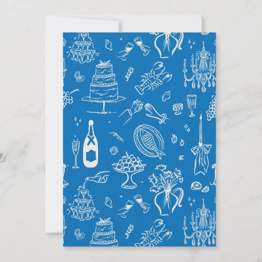 Hand-drawn whimsical line art wedding style kaart (Achterkant)