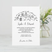 Hand-drawn whimsical line art wedding style kaart (Staand voorkant)