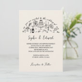 Hand-drawn whimsical line art wedding style kaart (Staand voorkant)