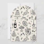 Hand-drawn whimsical line art wedding style kaart (Achterkant)