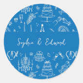 Hand-drawn whimsical line art wedding style ronde sticker (Voorkant)