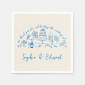 Hand-drawn whimsical line art wedding style servet (Voorkant)