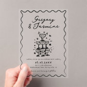 Hand Drawn Whimsical Quirky Handwritten Wedding Acryl Uitnodigingen (Insitu (Draagbaar))