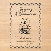 Hand Drawn Whimsical Quirky Handwritten Wedding Acryl Uitnodigingen (Voorkant)