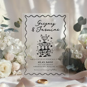 Hand Drawn Whimsical Quirky Handwritten Wedding Acryl Uitnodigingen