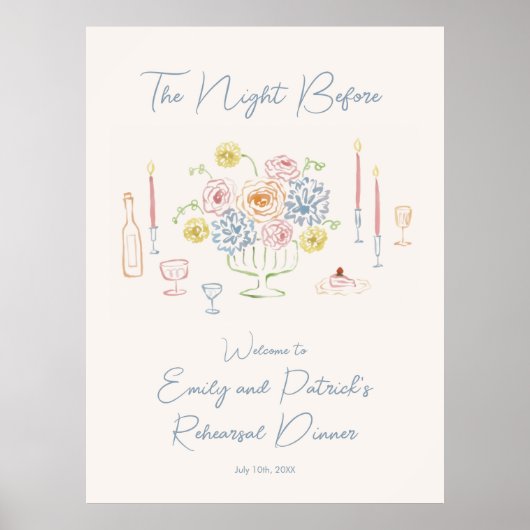 Hand drawn Whimsical Rehearsal Dinner Welcome Sign Poster (Voorkant)