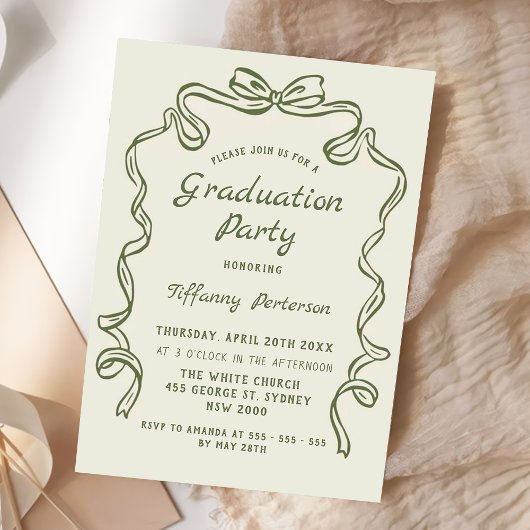 Hand Drawn Whimsical Ribbon graduation Kaart