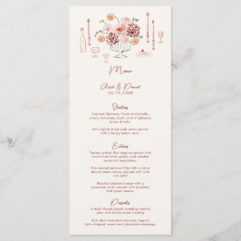 Hand Drawn Whimsical Tabletop Burgundy Wedding Menu
