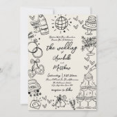 Hand Drawn Whimsical Vintage Wedding Kaart (Voorkant)