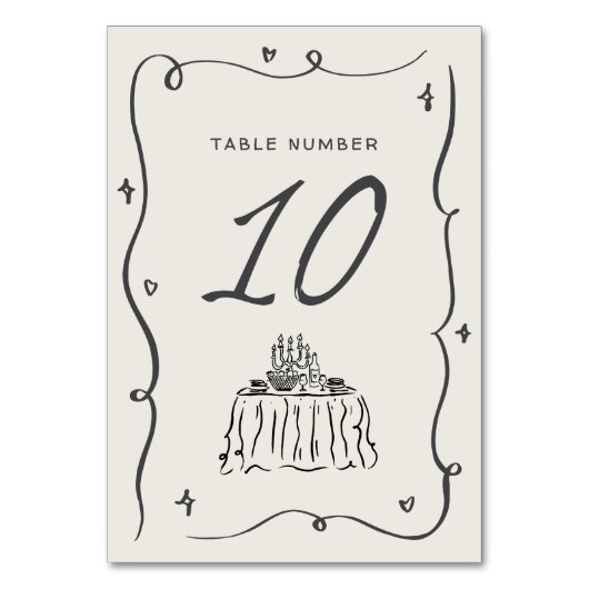 Hand Drawn Whimsical Wavy Frame Wedding Kaart (Voorkant)