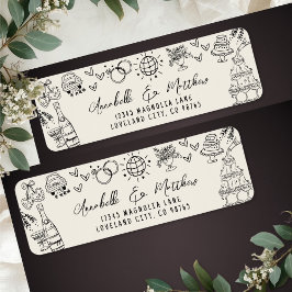 Hand Drawn Whimsical Wedding Return Address Etiket