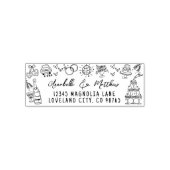 Hand Drawn Whimsical Wedding Return Address Zelfinktende Stempel (Design)