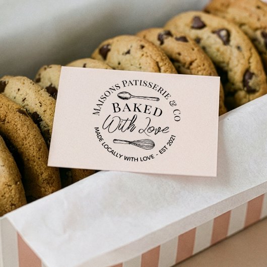 Hand Drawn Whisk Spoon Baked With Love Bakery Rubberstempel