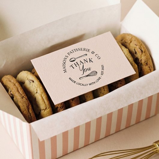 Hand Drawn Whisk Spoon Bakery Business Thank You Rubberstempel