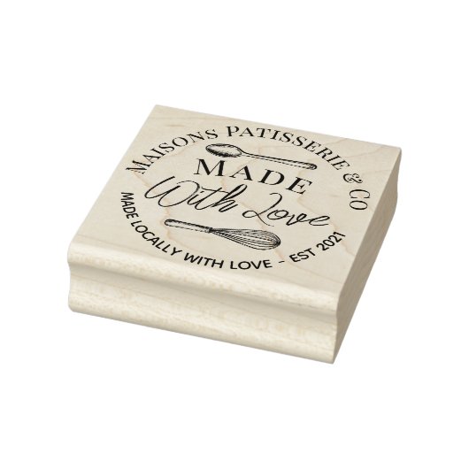 Hand Drawn Whisk Spoon Made With Love Bakery Rubberstempel (Stempel)