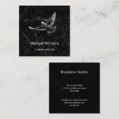 Hand Drawn White Dove Black Marble Visitekaartje (Voorkant / Achterkant)