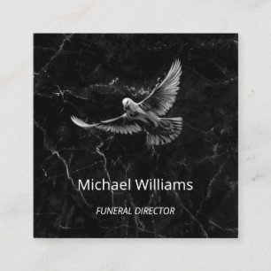 Hand Drawn White Dove Black Marble Visitekaartje