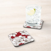 Hand Drawn White Wild Flowers op Red Bier Onderzetter (Rechterzijde)