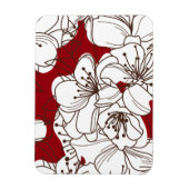 Hand Drawn White Wild Flowers op Red Magneet (Verticaal)