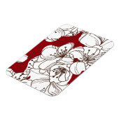 Hand Drawn White Wild Flowers op Red Magneet (Linkerzijde)