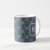 Hand-Drawn Wildflower Blue Moody Floral Monogram Koffiemok (Voorkant rechts)