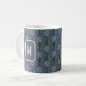 Hand-Drawn Wildflower Blue Moody Floral Monogram Koffiemok (Voorkant links)