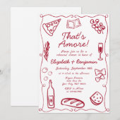 Hand Drawn Wine Red Retro Italian Rehearsal Dinner Kaart (Voorkant / Achterkant)