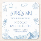 Hand Drawn Winter Apres Ski Bachelorette Party Kartonnen Onderzetters (Voorkant)