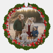 Hand Drawn Winter Berries Wreath Photo Ornament Kaart (Voorkant)