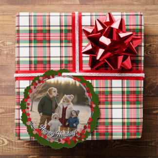 Hand Drawn Winter Berries Wreath Photo Ornament Kaart