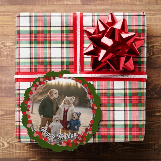 Hand Drawn Winter Berries Wreath Photo Ornament Kaart (Insitu (Geschenk))