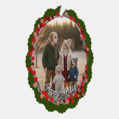 Hand Drawn Winter Berries Wreath Photo Ornament Kaart (Rechts)